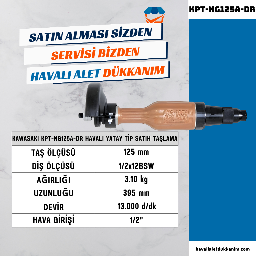 KAWASAKI KPT-NG125A-DR Havalı Yatay Tip Satıh Taşlama 125 mm