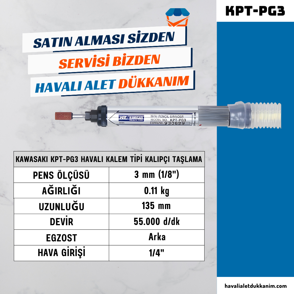KAWASAKI KPT-PG3 Havalı Kalem Tipi Kalıpçı Taşlama