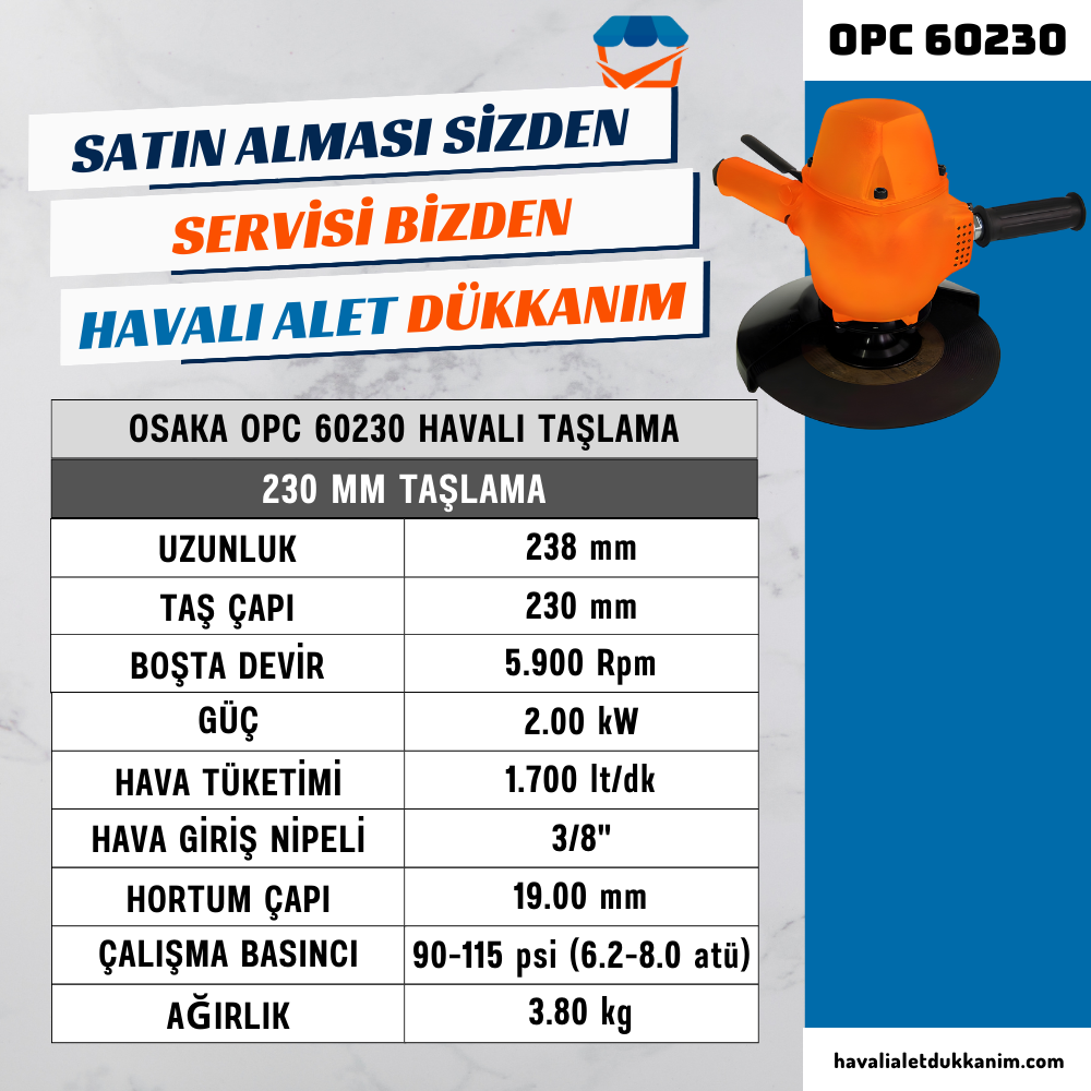 OSAKA OPC 60230 Havalı Taşlama 230 mm