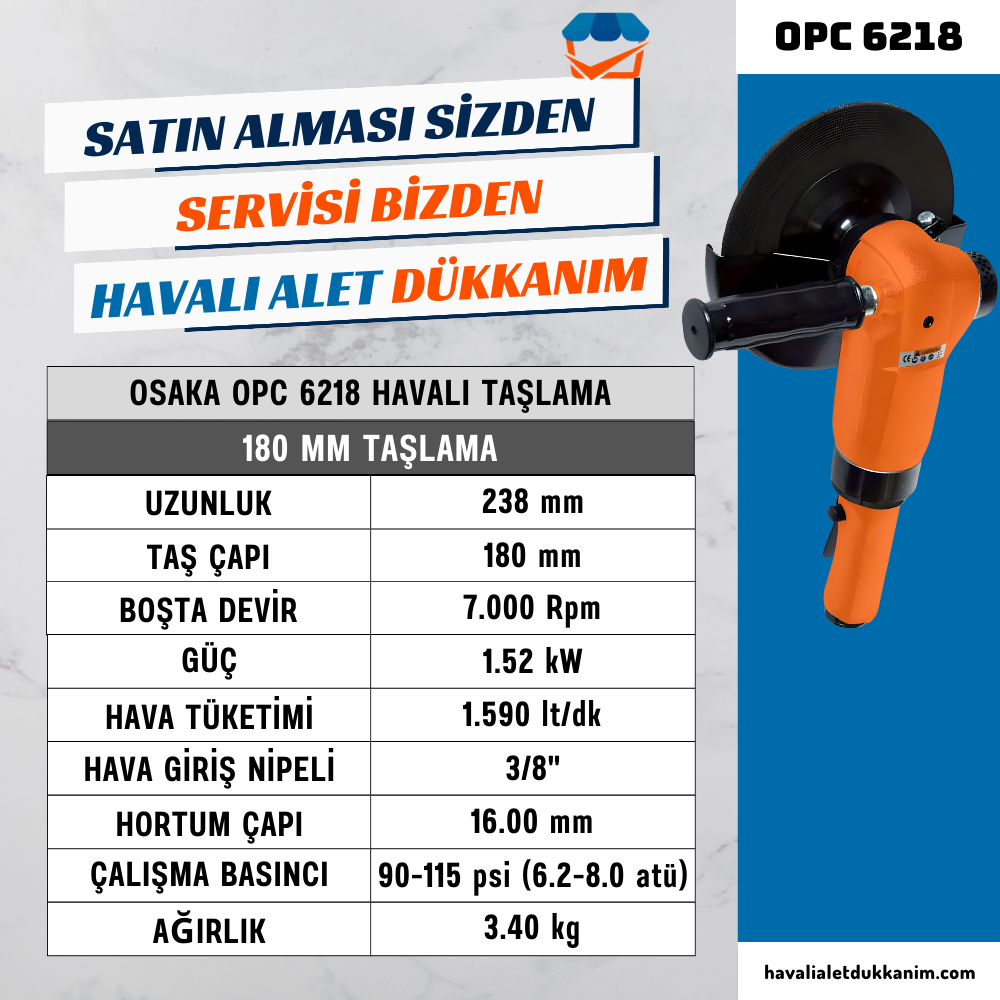 OSAKA OPC 6218 Havalı Taşlama 180 mm