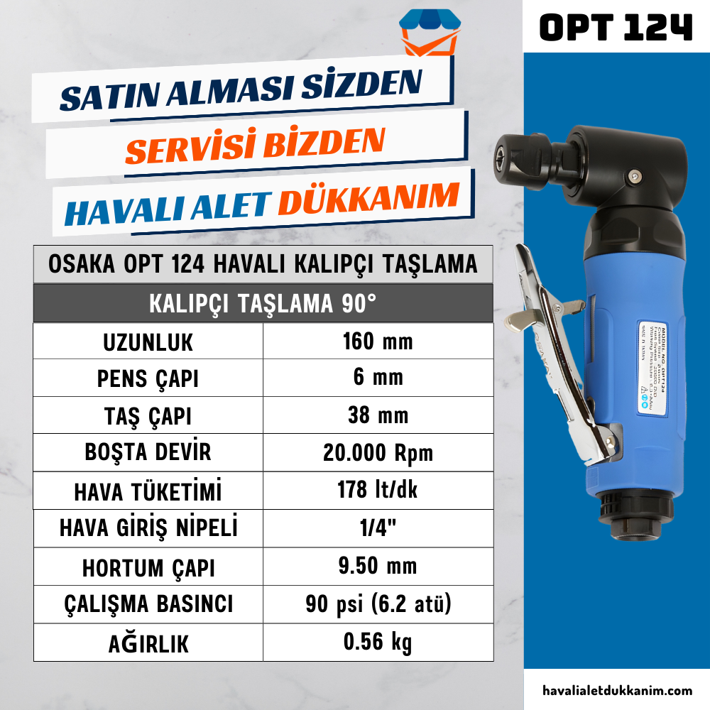 OSAKA OPT 124 Havalı Kalıpçı Taşlama 90°