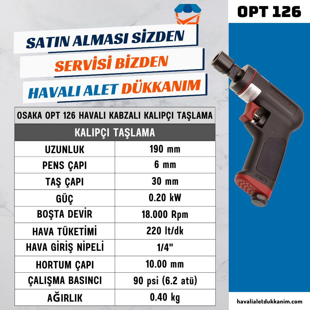 OSAKA OPT 126 Havalı Kabzalı Kalıpçı Taşlama