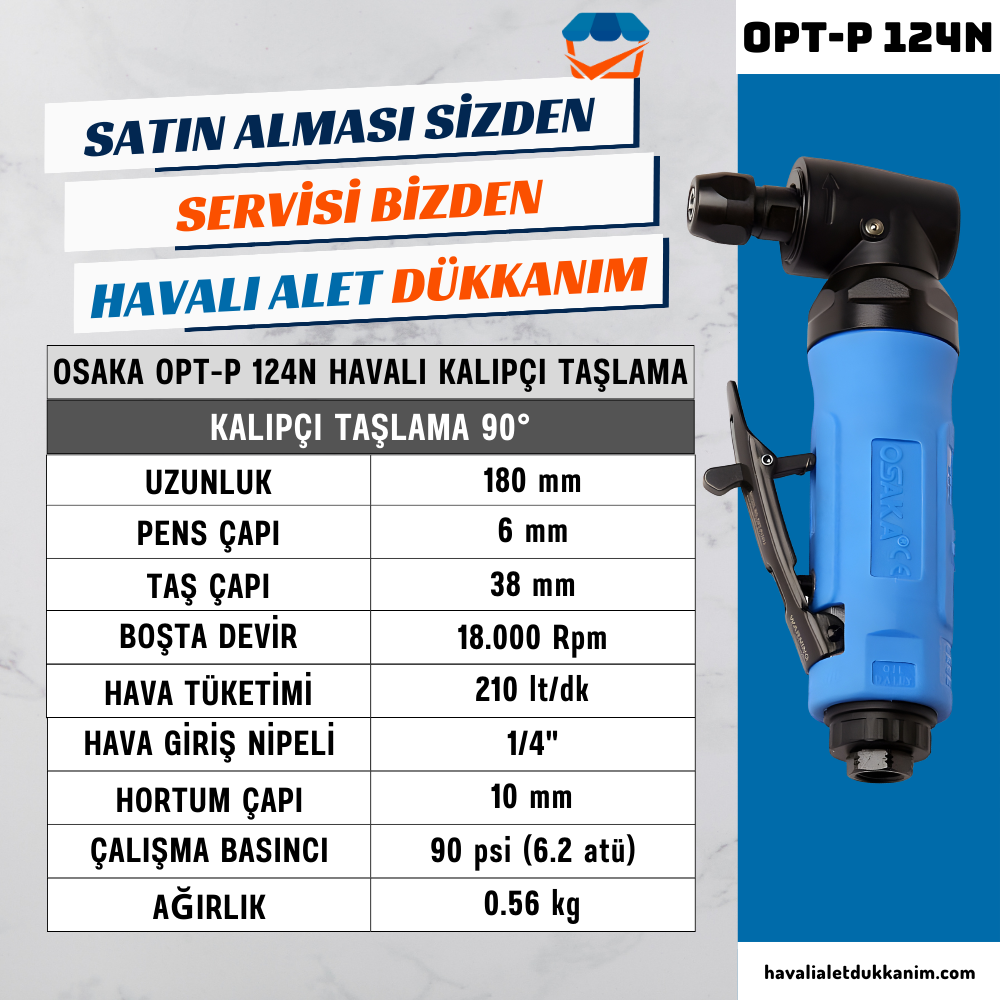 OSAKA OPT-P 124N Havalı Kalıpçı Taşlama 90°
