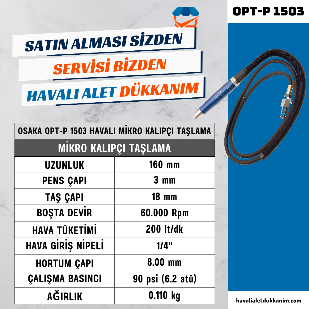 OSAKA OPT-P 1503 Havalı Mikro Kalıpçı Taşlama