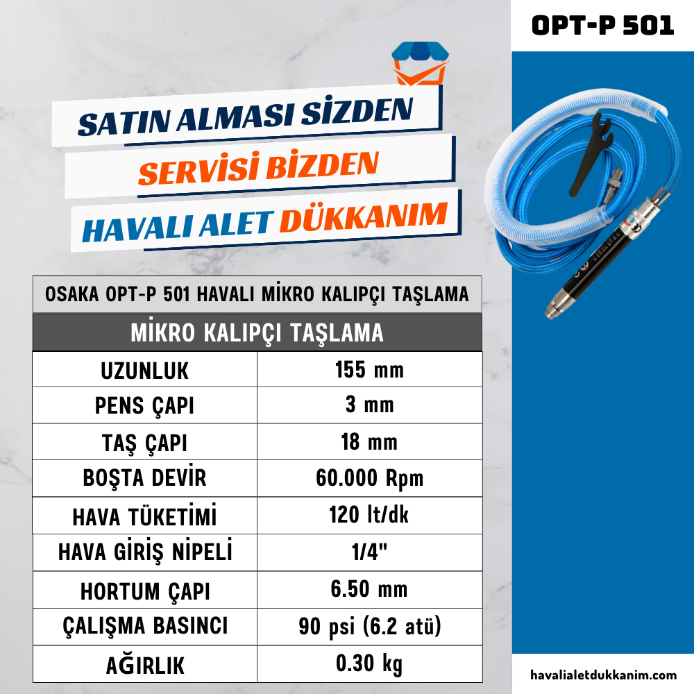 OSAKA OPT-P 501 Havalı Mikro Kalıpçı Taşlama