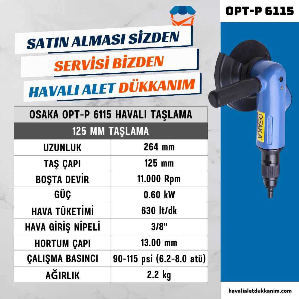 OSAKA OPT-P 6115 Havalı Taşlama 125 mm