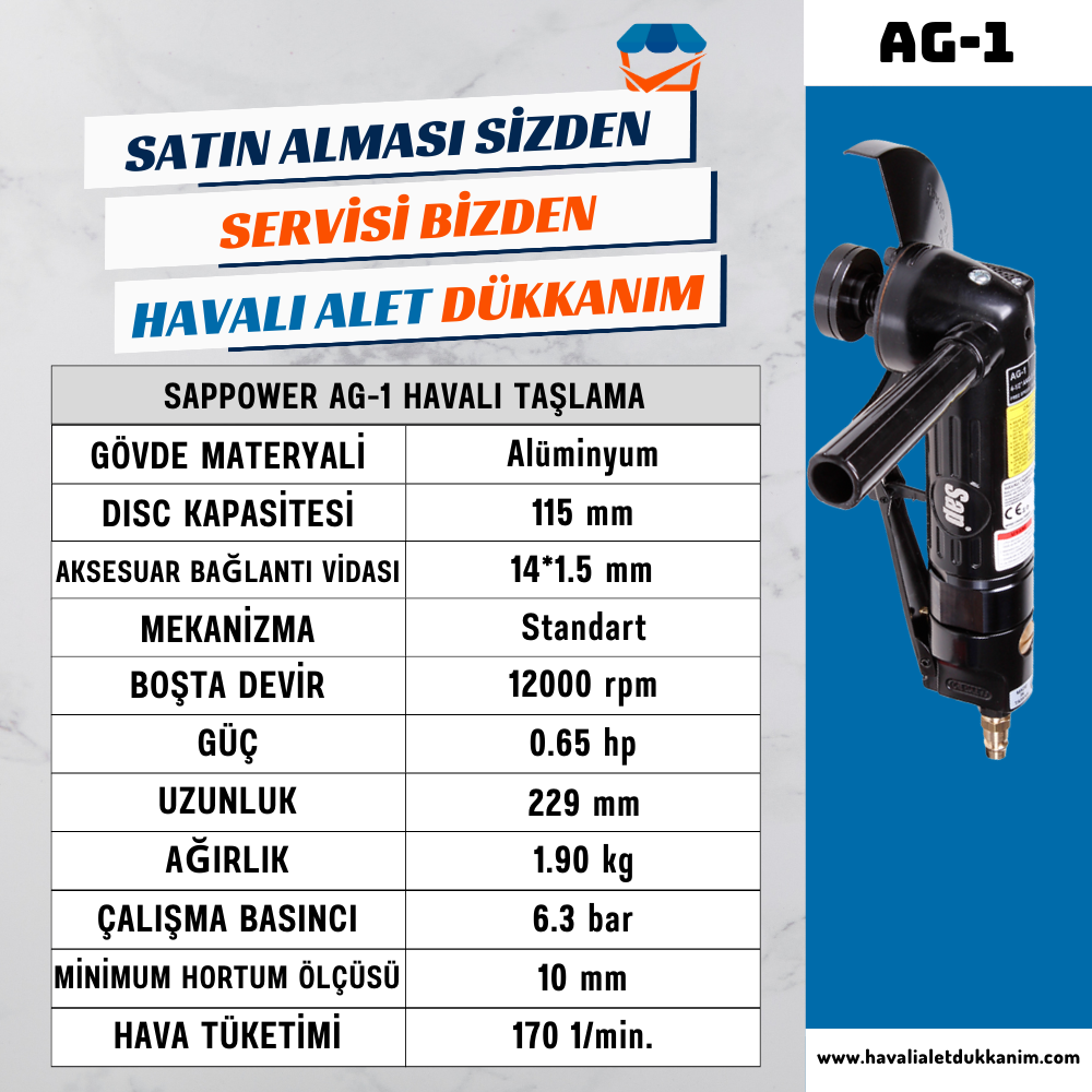 SAPPOWER AG-1 Havalı Taşlama