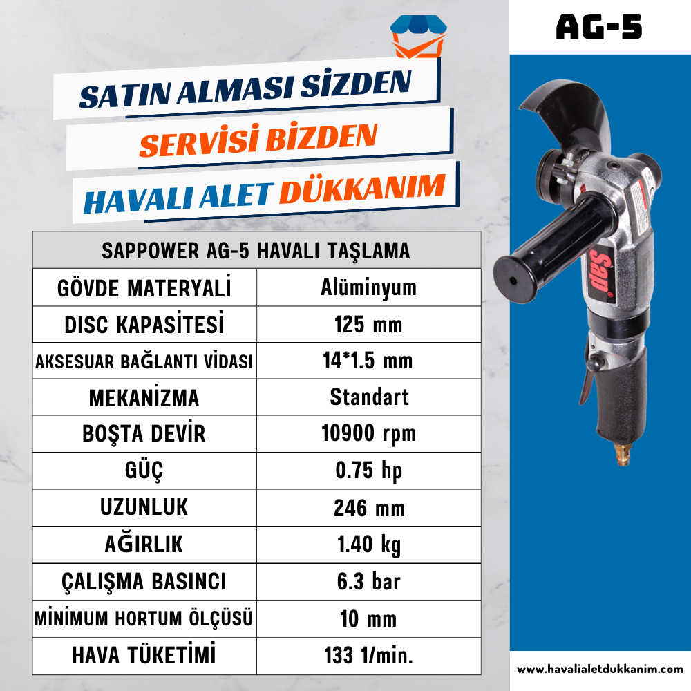 SAPPOWER AG-5 Havalı Taşlama