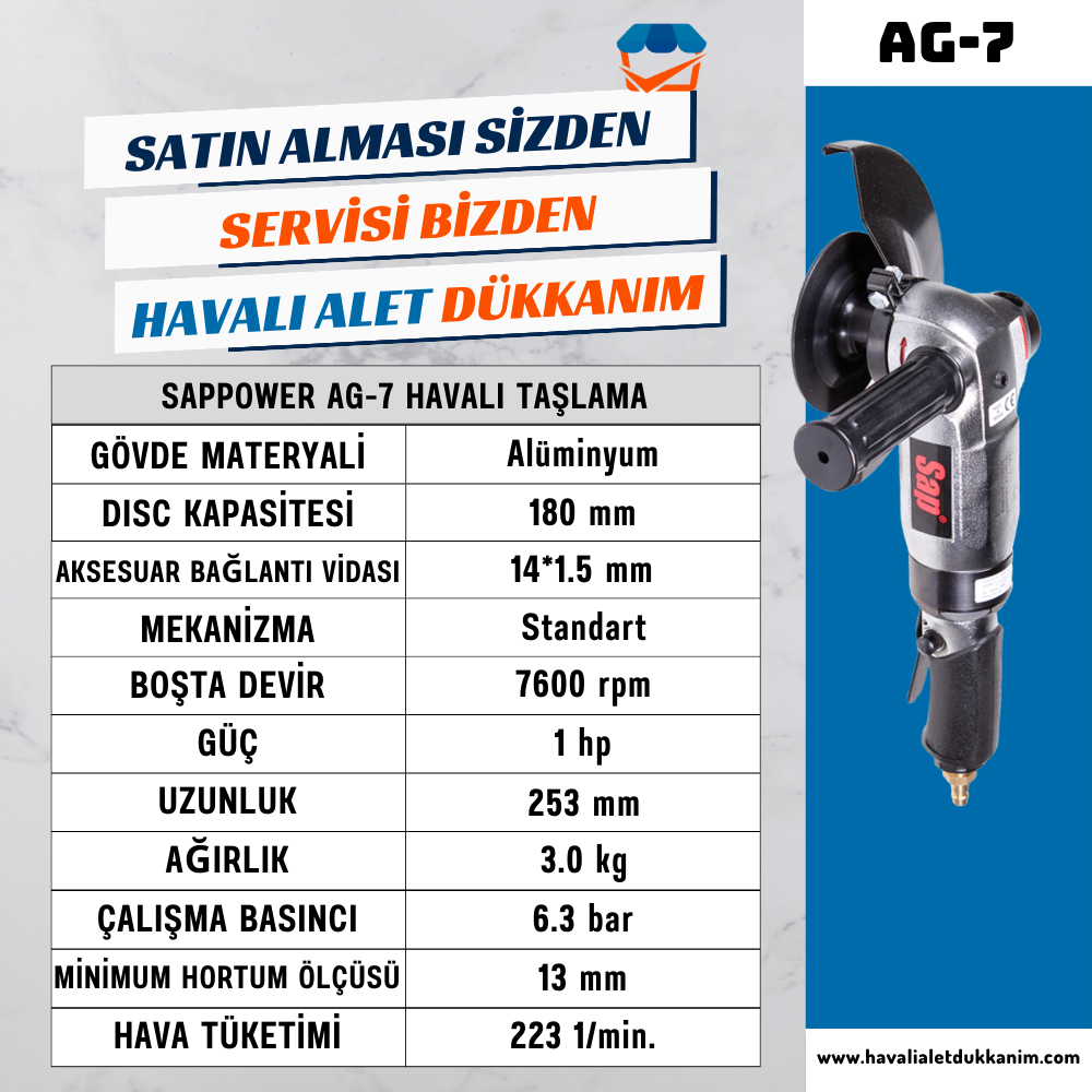 SAPPOWER AG-7 Havalı Taşlama