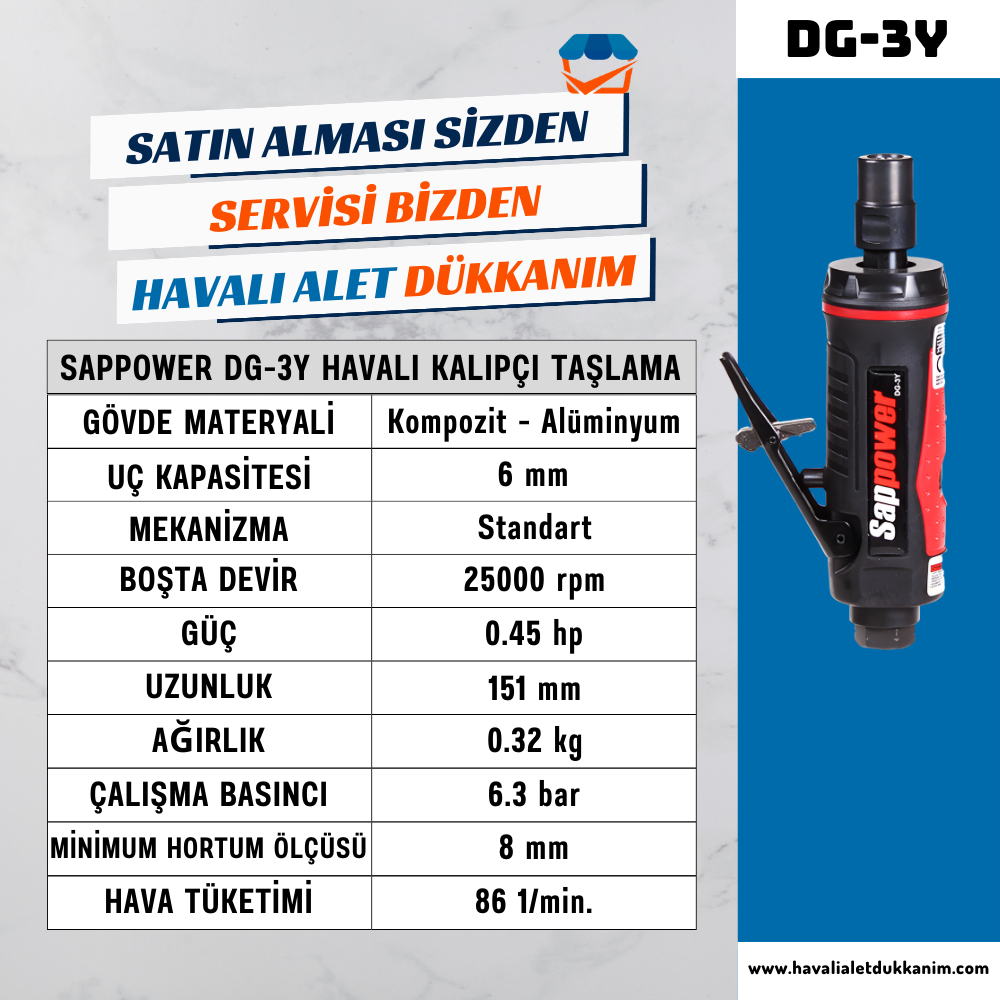 SAPPOWER DG-3Y Havalı Kalıpçı Taşlama