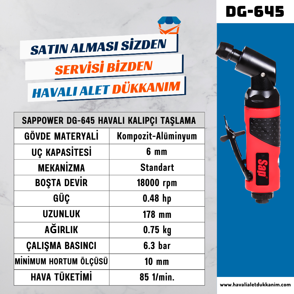 SAPPOWER DG-645 Havalı Kalıpçı Taşlama 115°
