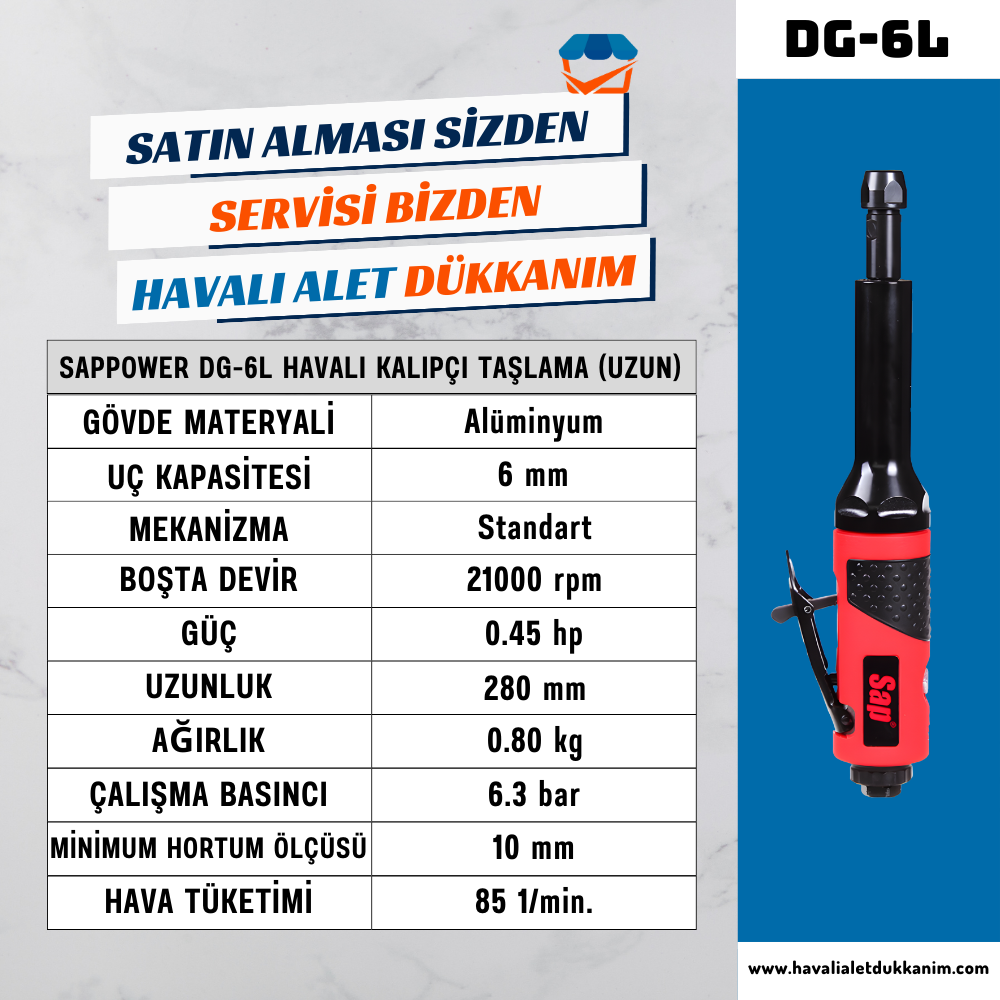 SAPPOWER DG-6L Havalı Kalıpçı Taşlama (Uzun)