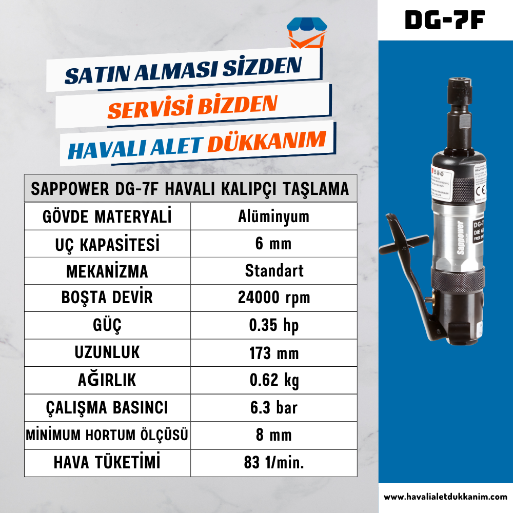 SAPPOWER DG-7F Havalı Kalıpçı Taşlama