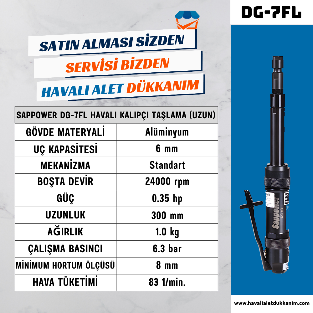 SAPPOWER DG-7FL Havalı Kalıpçı Taşlama (Uzun)