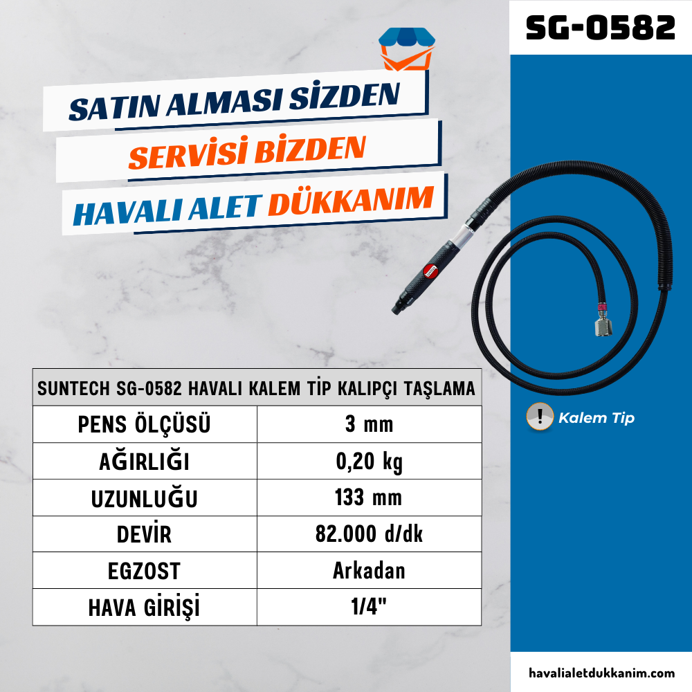 SUNTECH SG-0582 Havalı Kalem Tip Kalıpçı Taşlama