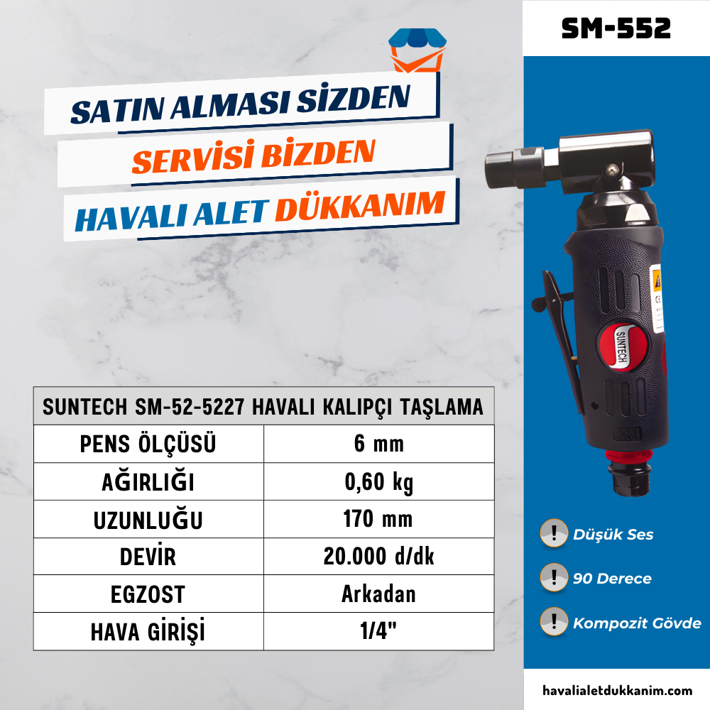 SUNTECH SM-52-5227 Havalı Kalıpçı Taşlama 90°