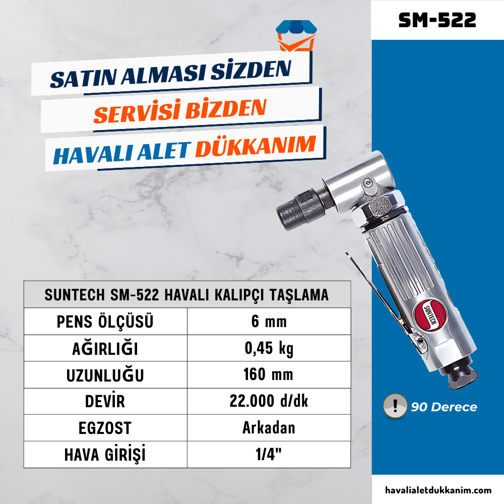 SUNTECH SM-522 Havalı Kalıpçı Taşlama 90°