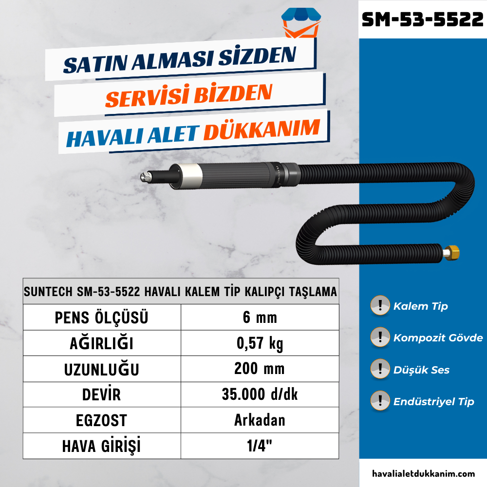 SUNTECH SM-53-5522 Havalı Kalem Tip Kalıpçı Taşlama
