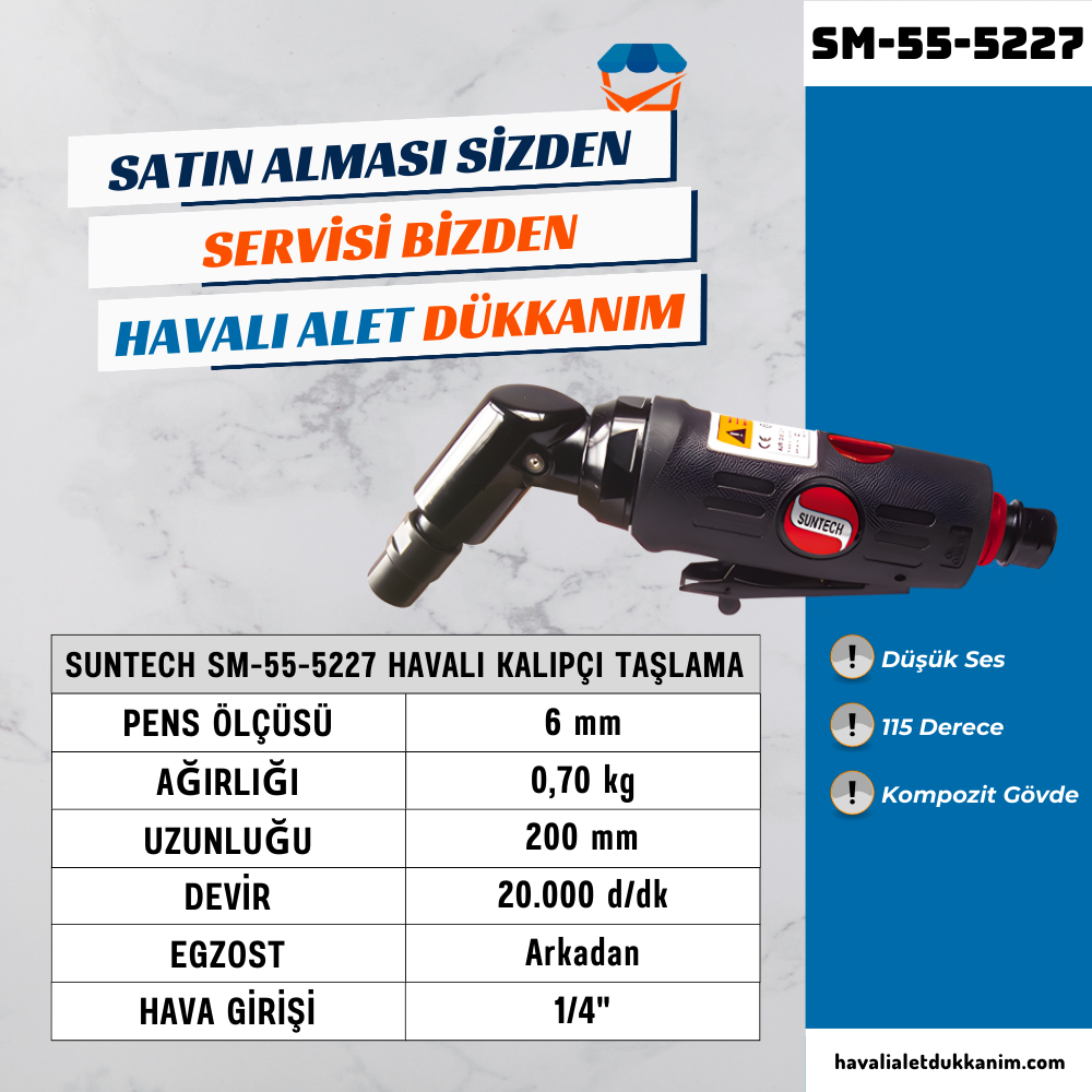 SUNTECH SM-55-5227 Havalı Kalıpçı Taşlama 115°