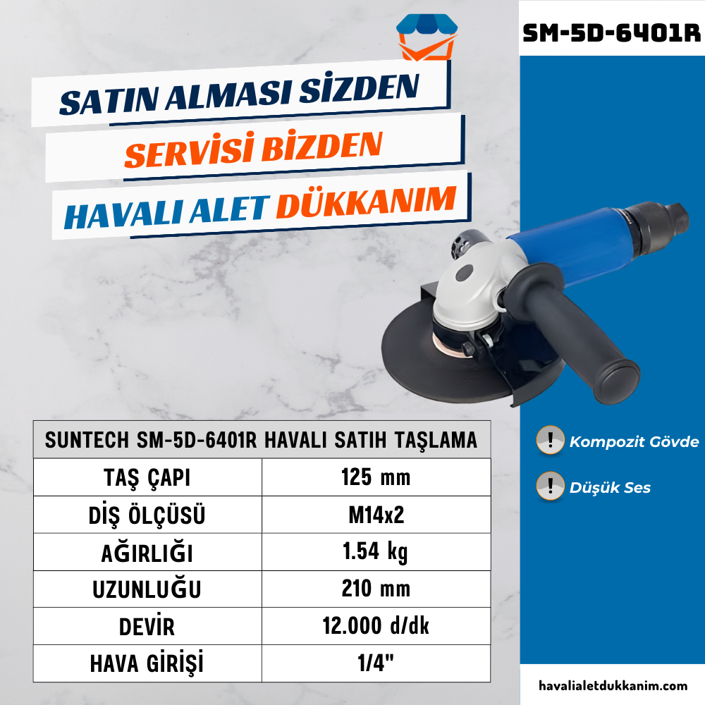 SUNTECH SM-5D-6401R Havalı Satıh Taşlama 125 mm