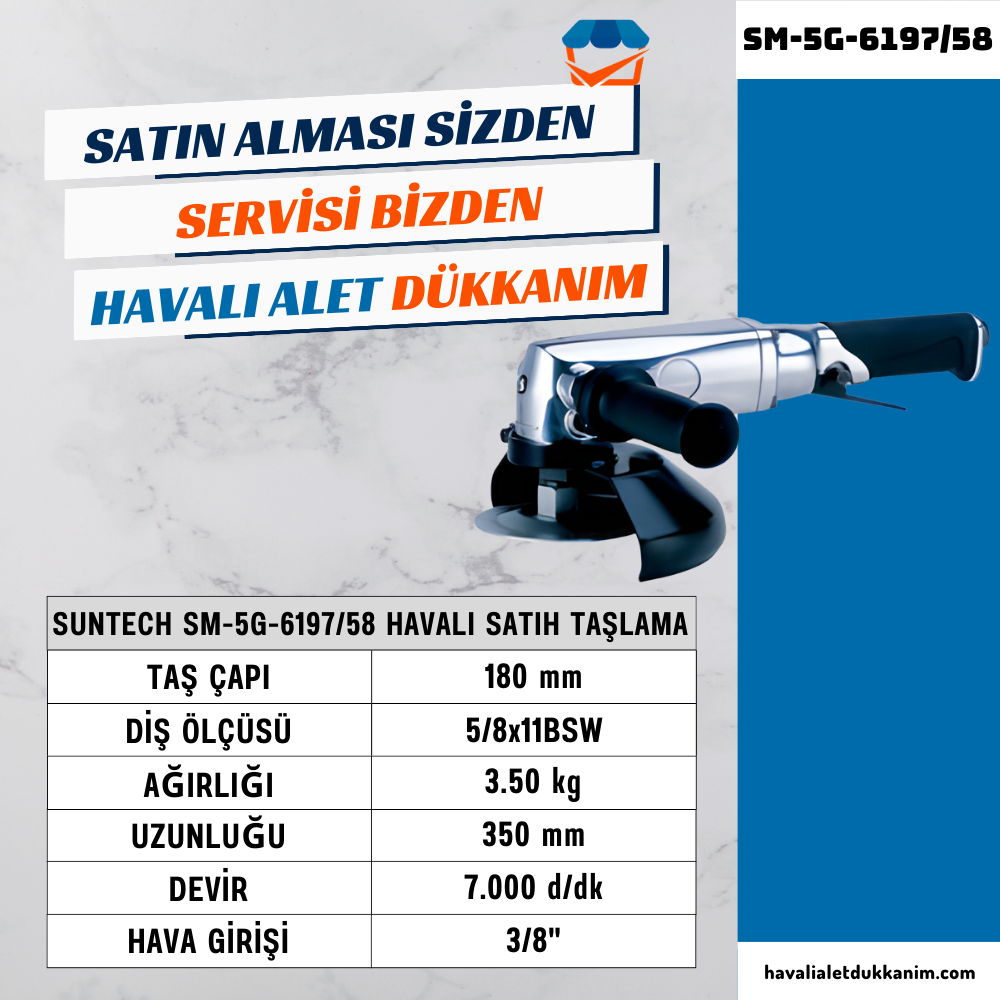 SUNTECH SM-5G-6197/58 Havalı Satıh Taşlama 180 mm