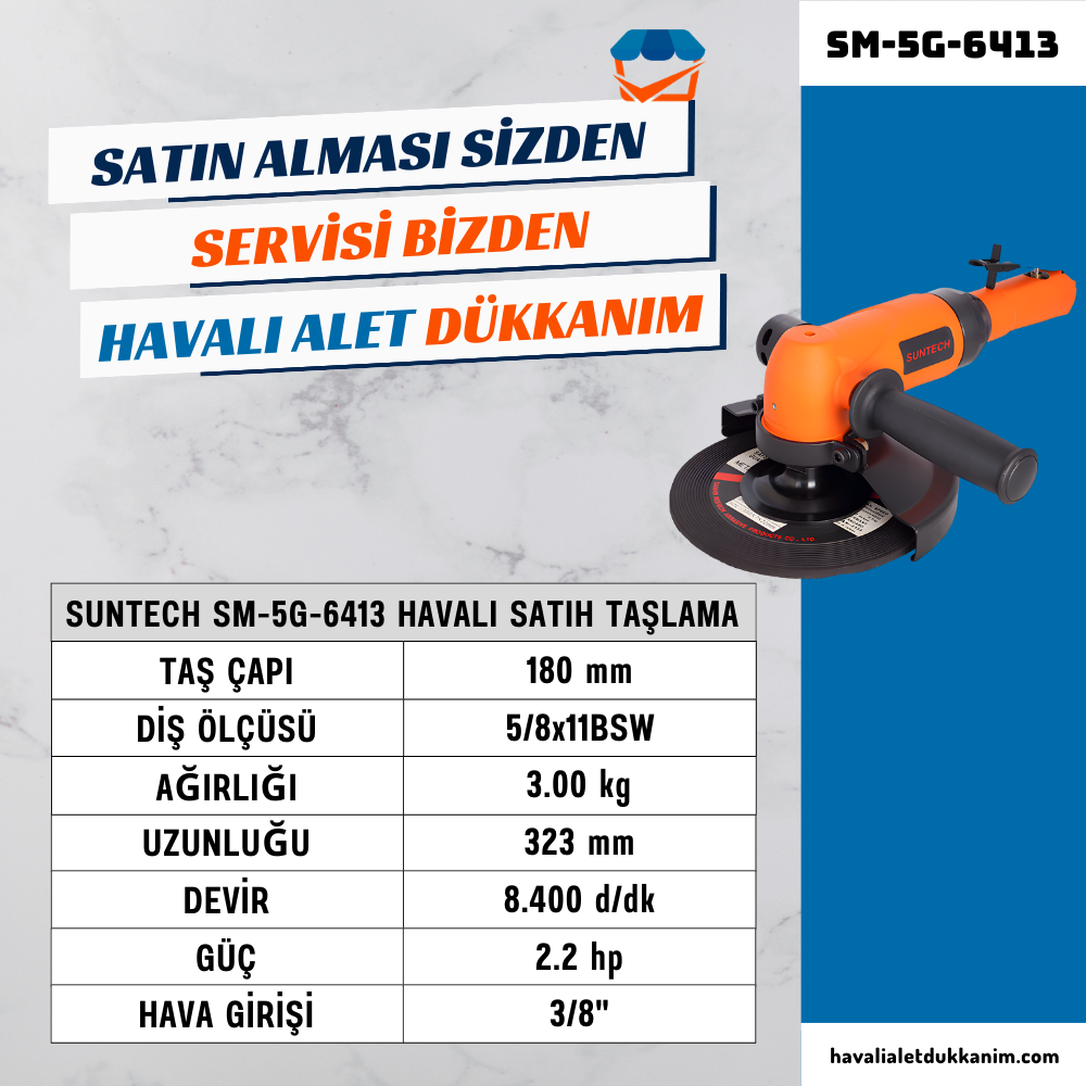 SUNTECH SM-5G-6413 Havalı Satıh Taşlama 180 mm