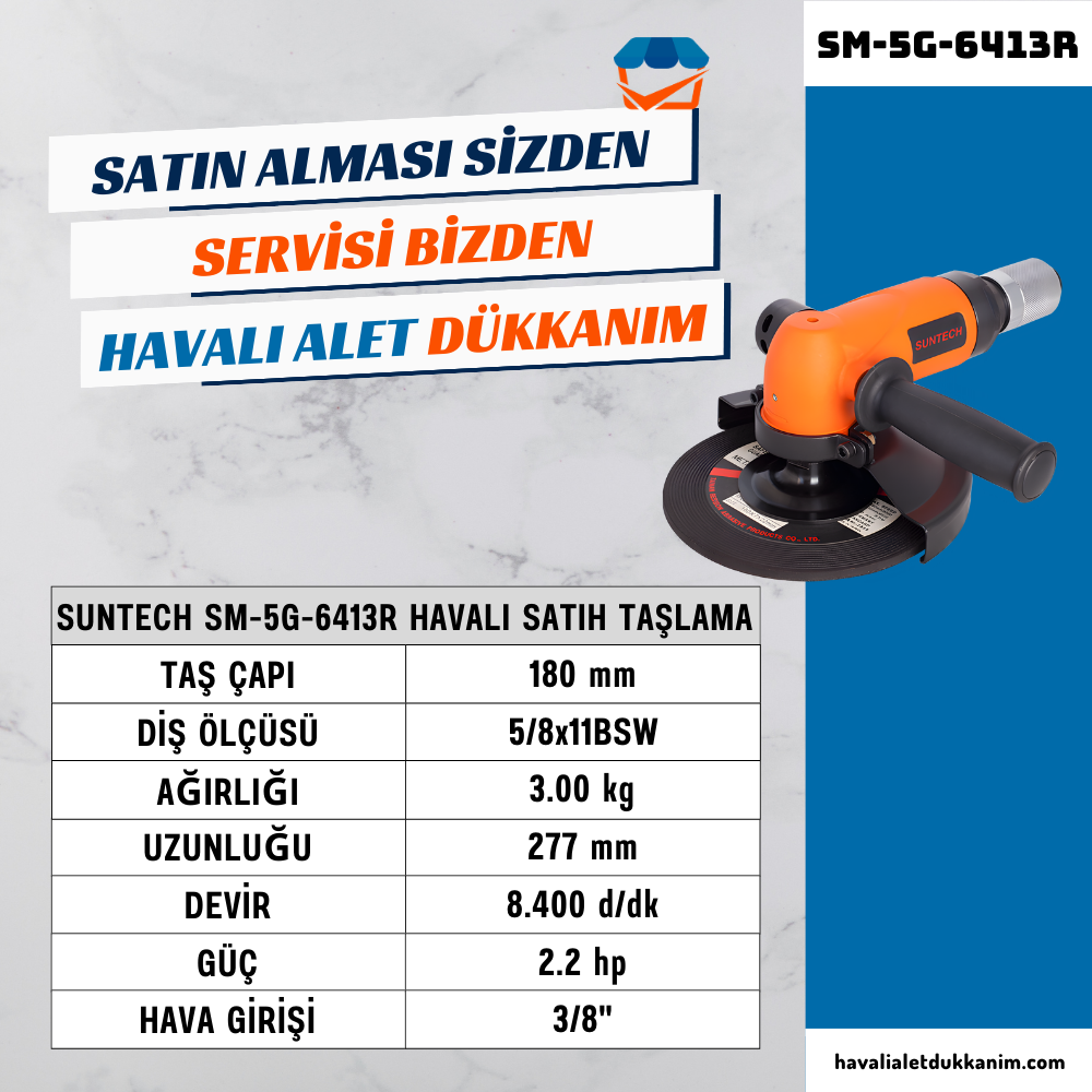 SUNTECH SM-5G-6413R Havalı Satıh Taşlama 180 mm