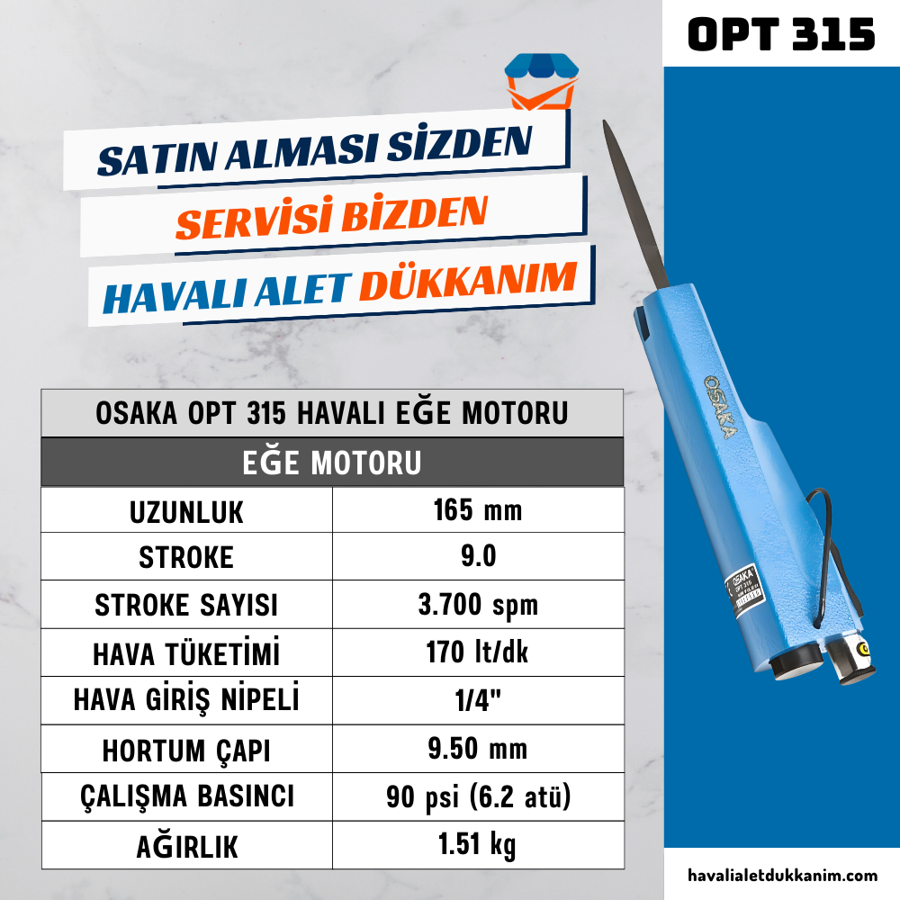 OSAKA OPT 315 Havalı Eğe Motoru