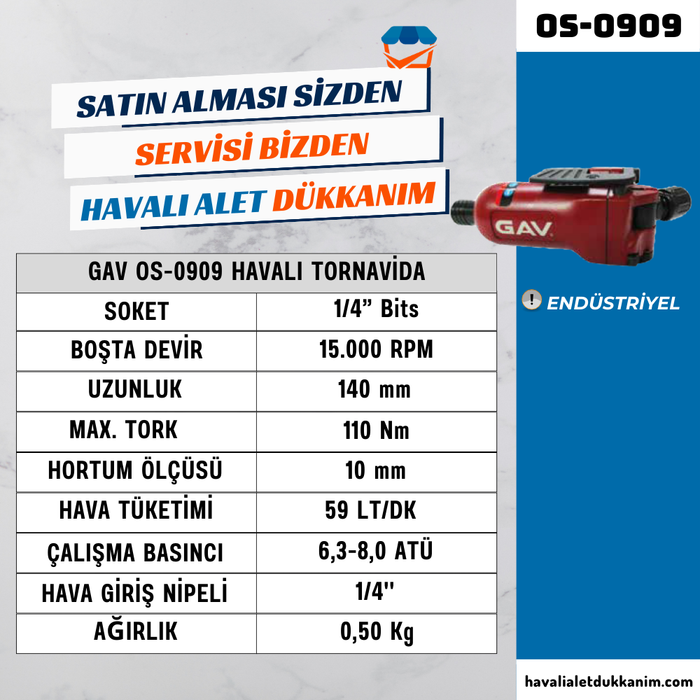 GAV OS-0909 Havalı Tornavida 6 mm