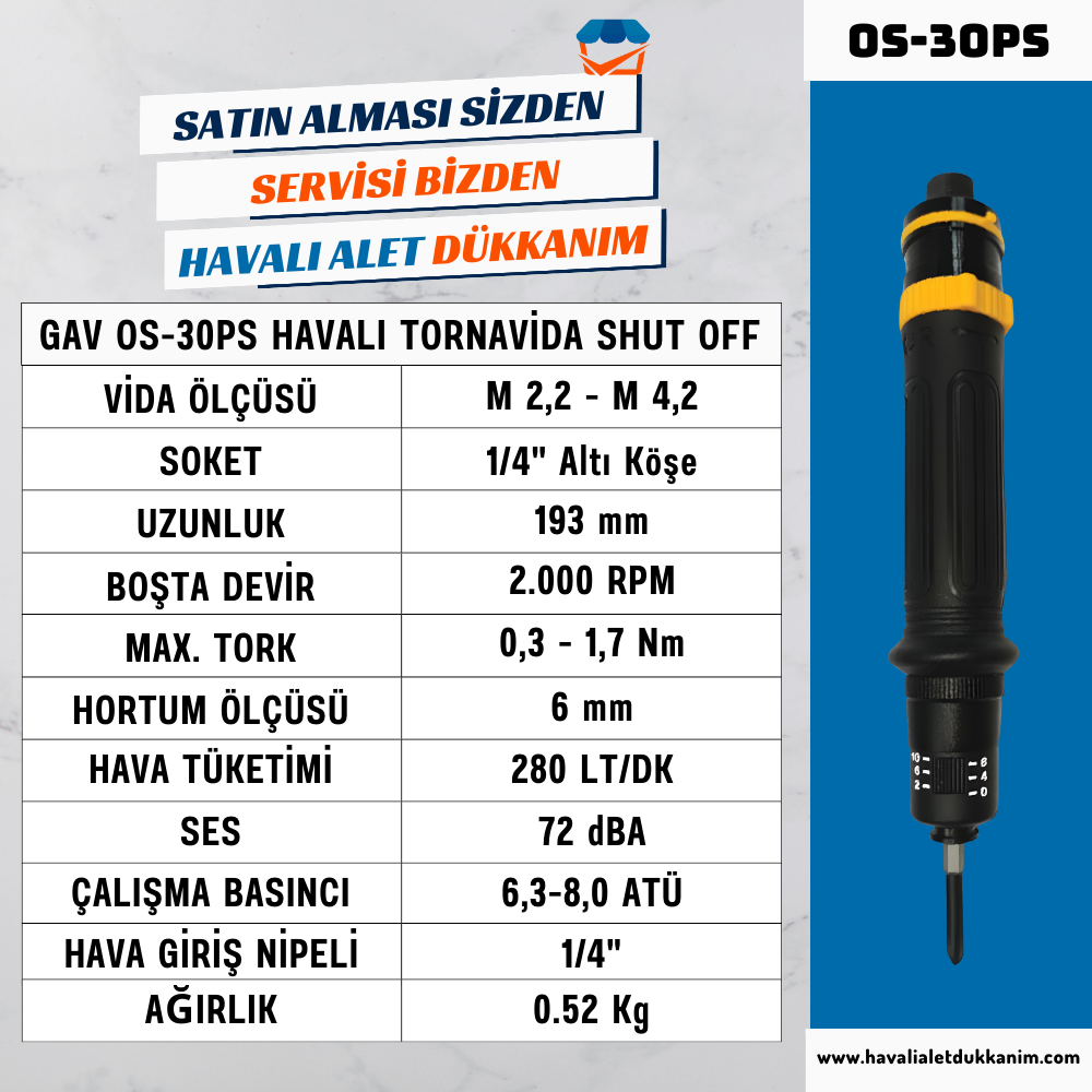 GAV OS-30PS Havalı Tornavida (Shut-Off)