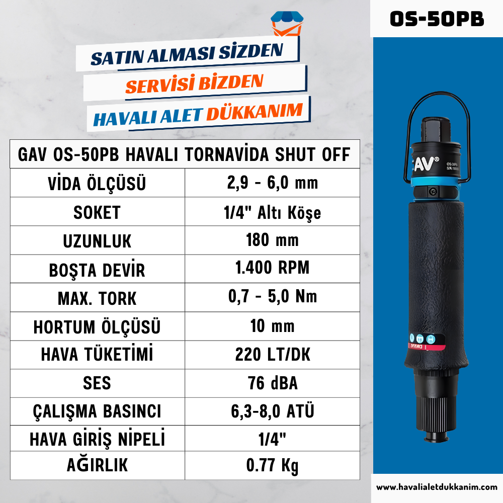 GAV OS-50PB Havalı Tornavida (Shut-Off)