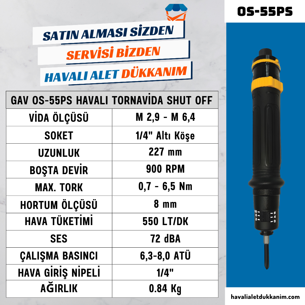 GAV OS-55PS Havalı Tornavida (Shut-Off)