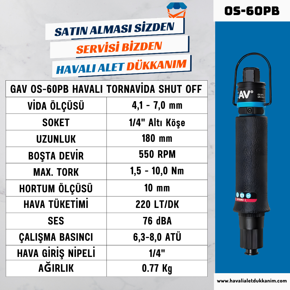 GAV OS-60PB Havalı Tornavida (Shut-Off)