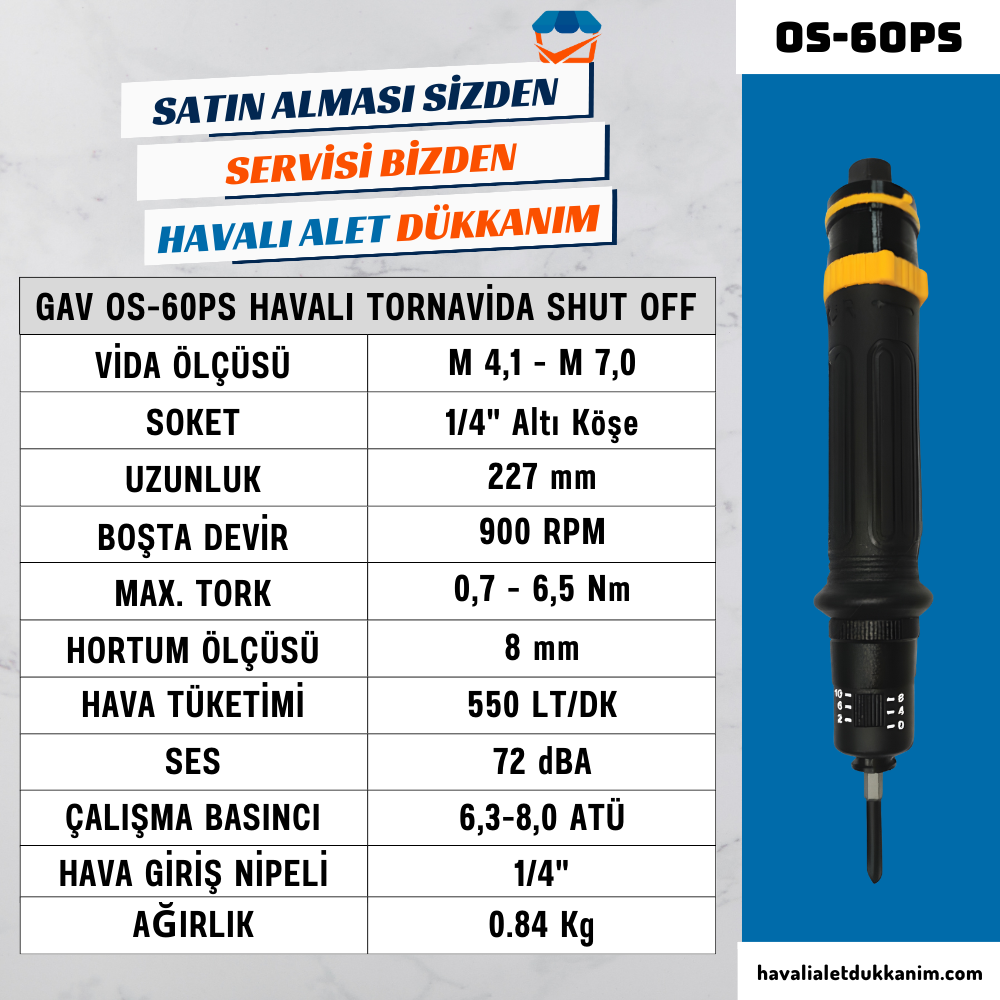 GAV OS-60PS Havalı Tornavida (Shut-Off)