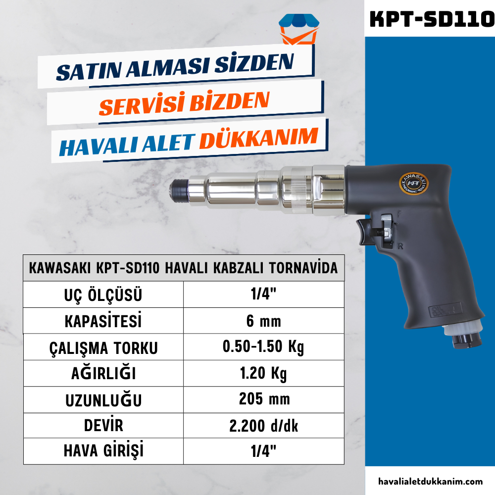 KAWASAKI KPT-SD110 Havalı Kabzalı Tornavida