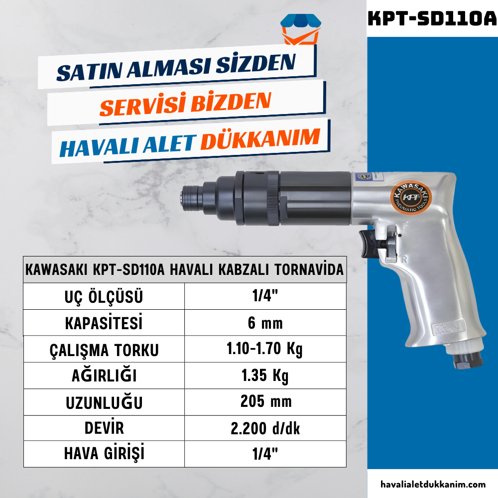 KAWASAKI KPT-SD110A Havalı Kabzalı Tornavida