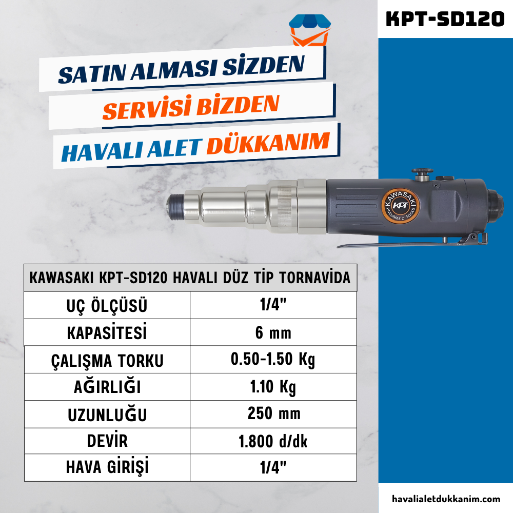 KAWASAKI KPT-SD120 Havalı Düz Tip Tornavida