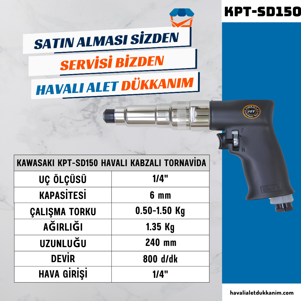 KAWASAKI KPT-SD150 Havalı Kabzalı Tornavida