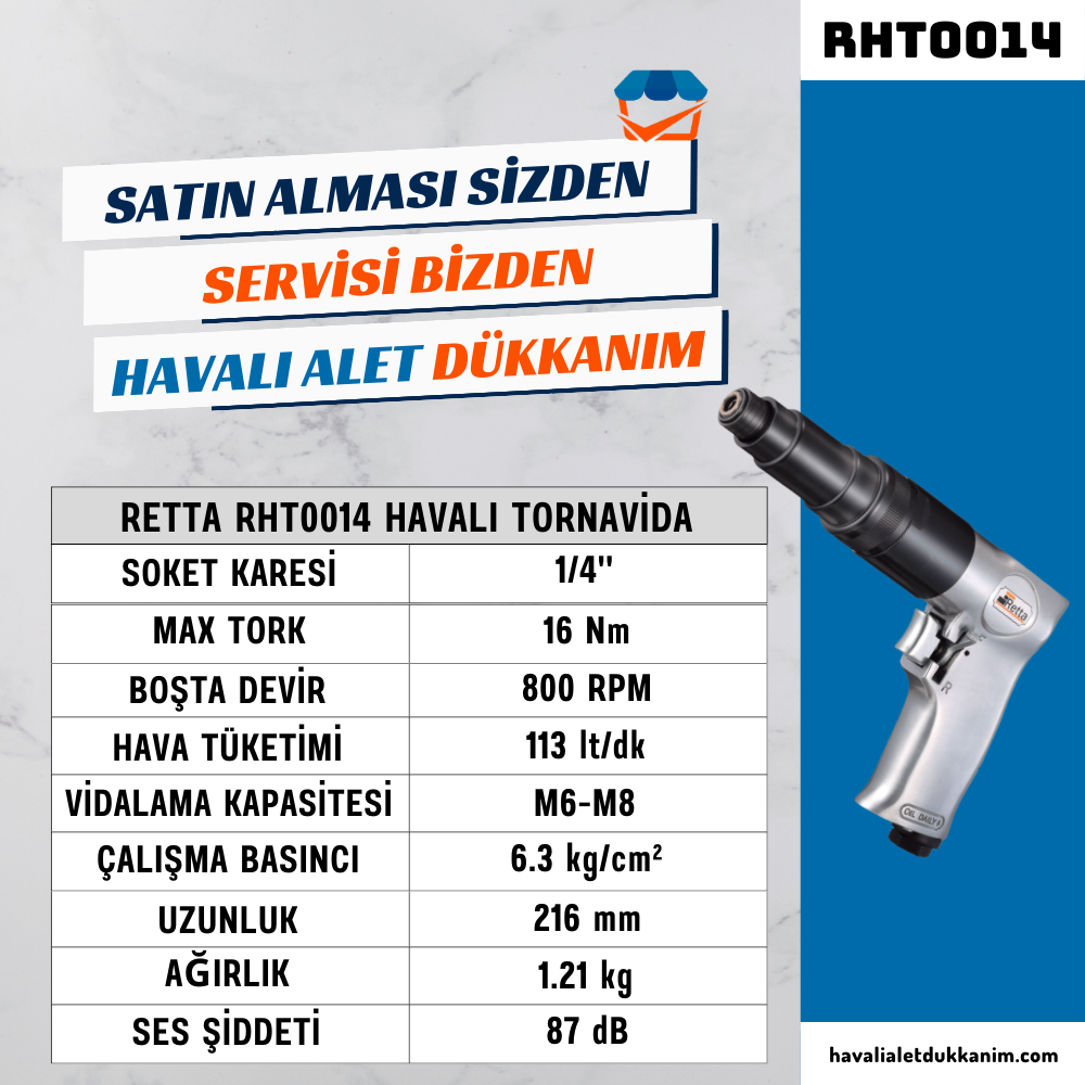 RETTA RHT0014 Havalı Tornavida 1/4 