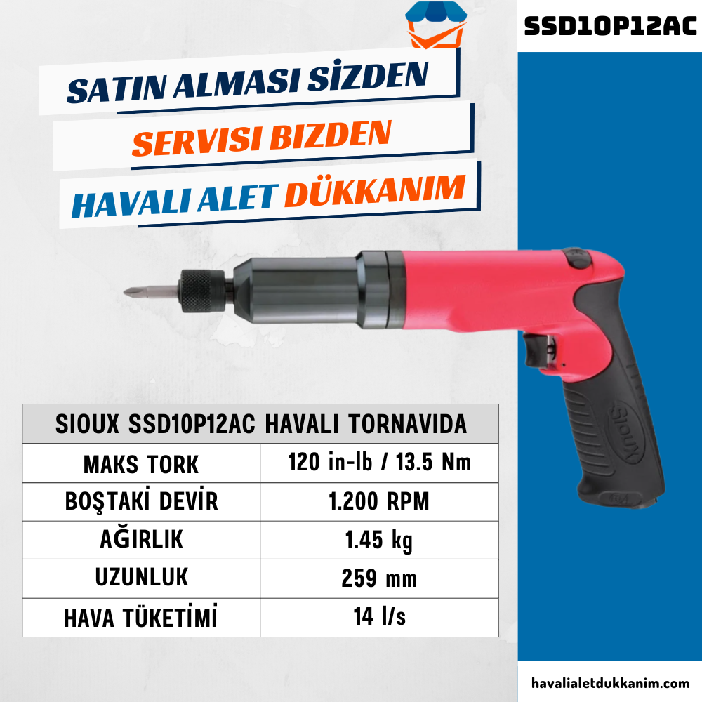 Sioux SSD10P12AC Havalı Tornavida