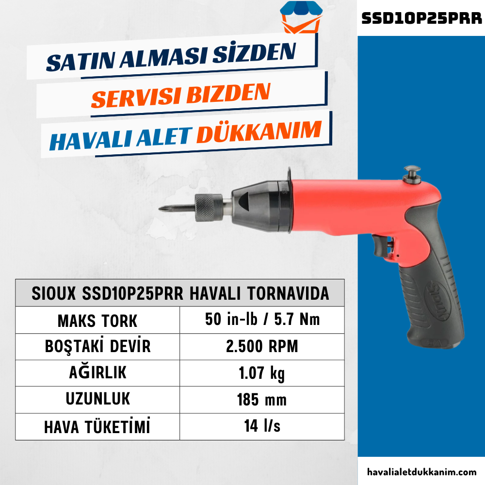 Sioux SSD10P25PRR Havalı Tornavida