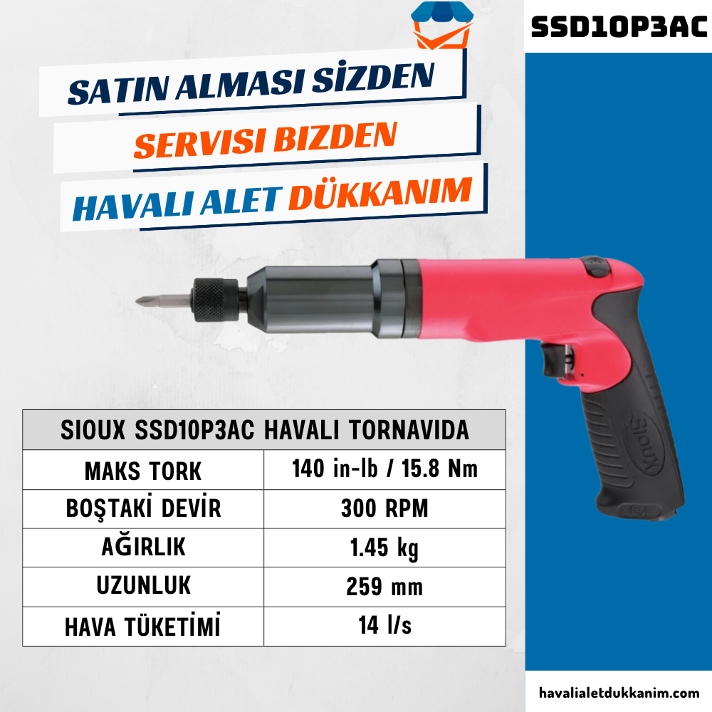 Sioux SSD10P3AC Havalı Tornavida