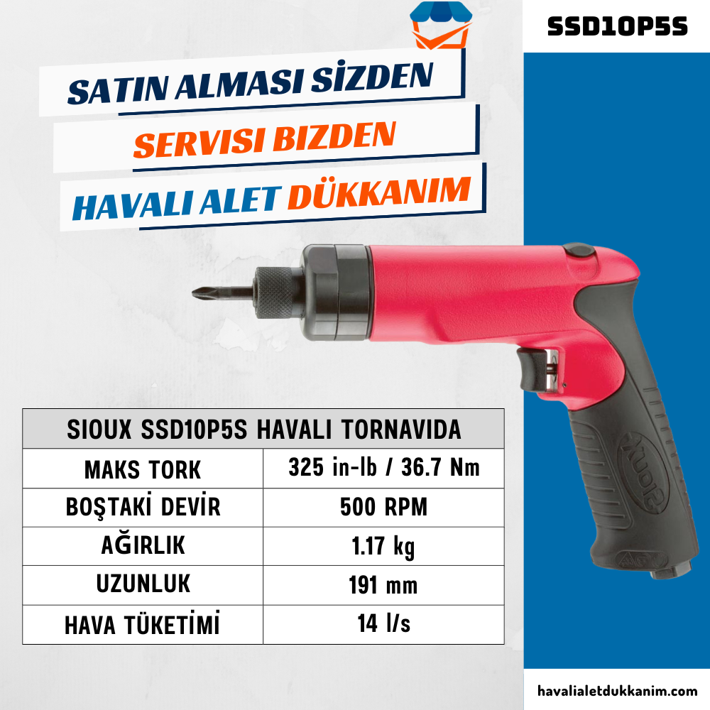 Sioux SSD10P5S Havalı Tornavida