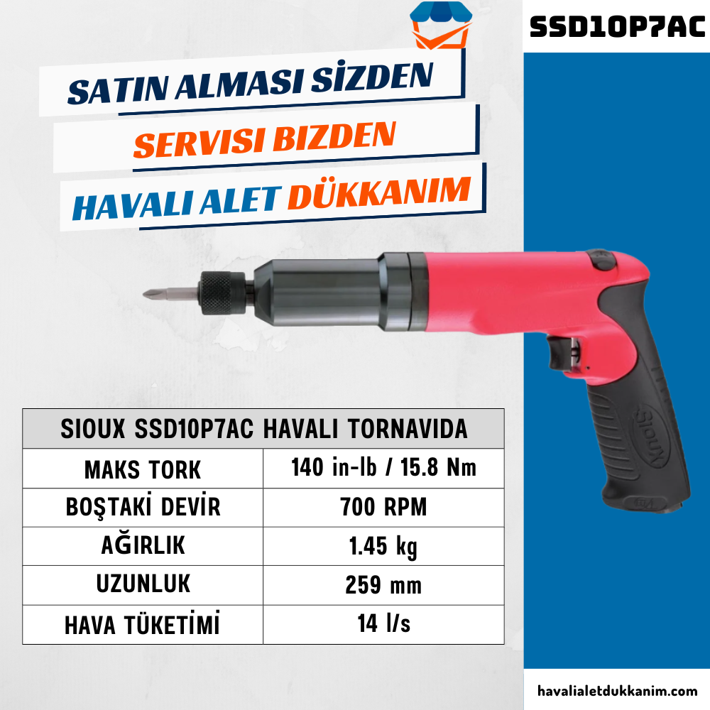 Sioux SSD10P7AC Havalı Tornavida