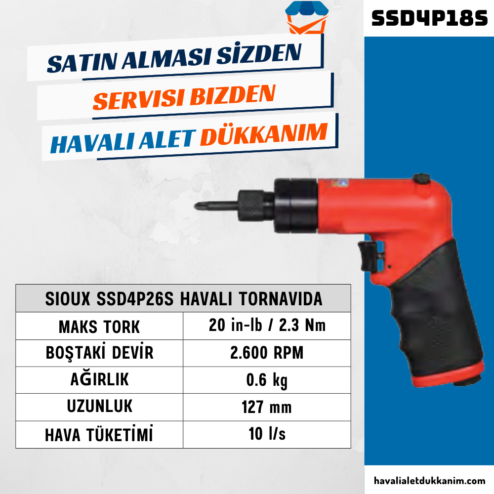 Sioux SSD4P26S Havalı Tornavida