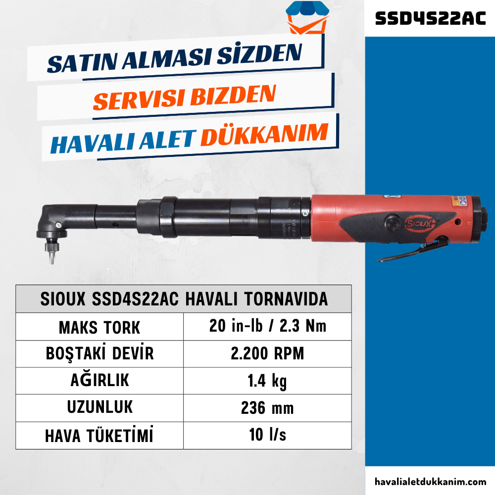 Sioux SSD4S22AC Havalı Tornavida