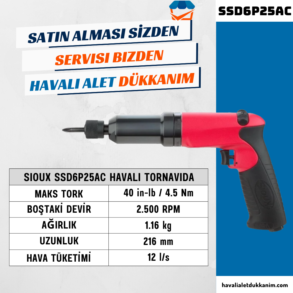 Sioux SSD6P25AC Havalı Tornavida