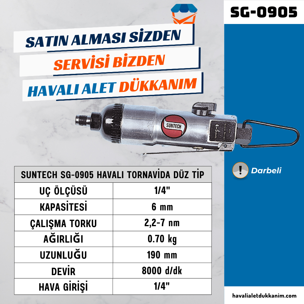 SUNTECH SG-0905 Havalı Tornavida Düz Tip