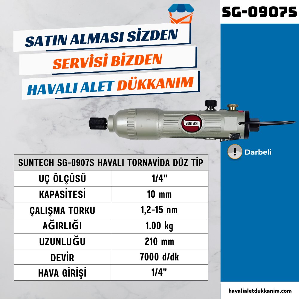 SUNTECH SG-0907S Havalı Tornavida Düz Tip