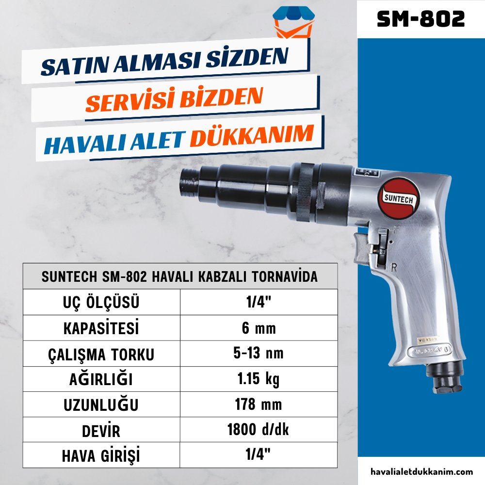 SUNTECH SM-802 Havalı Kabzalı Tornavida